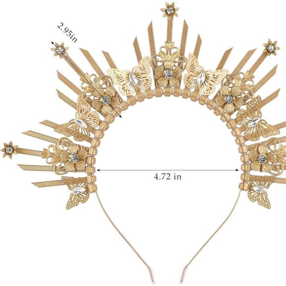 Sunburst Goddess Halo Crown Women Spiked Renaissance Halloween Costume Accessory main image 4